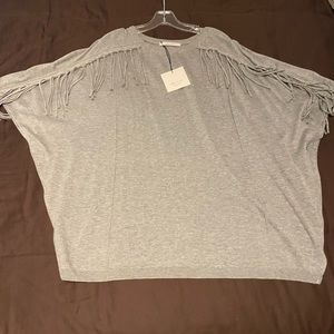 AMS Pure fringe poncho